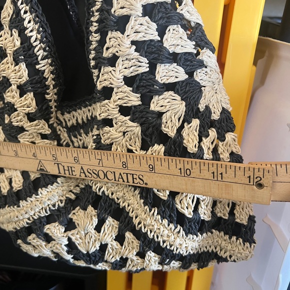 Blue and white straw purse grab bag - Picture 4 of 4